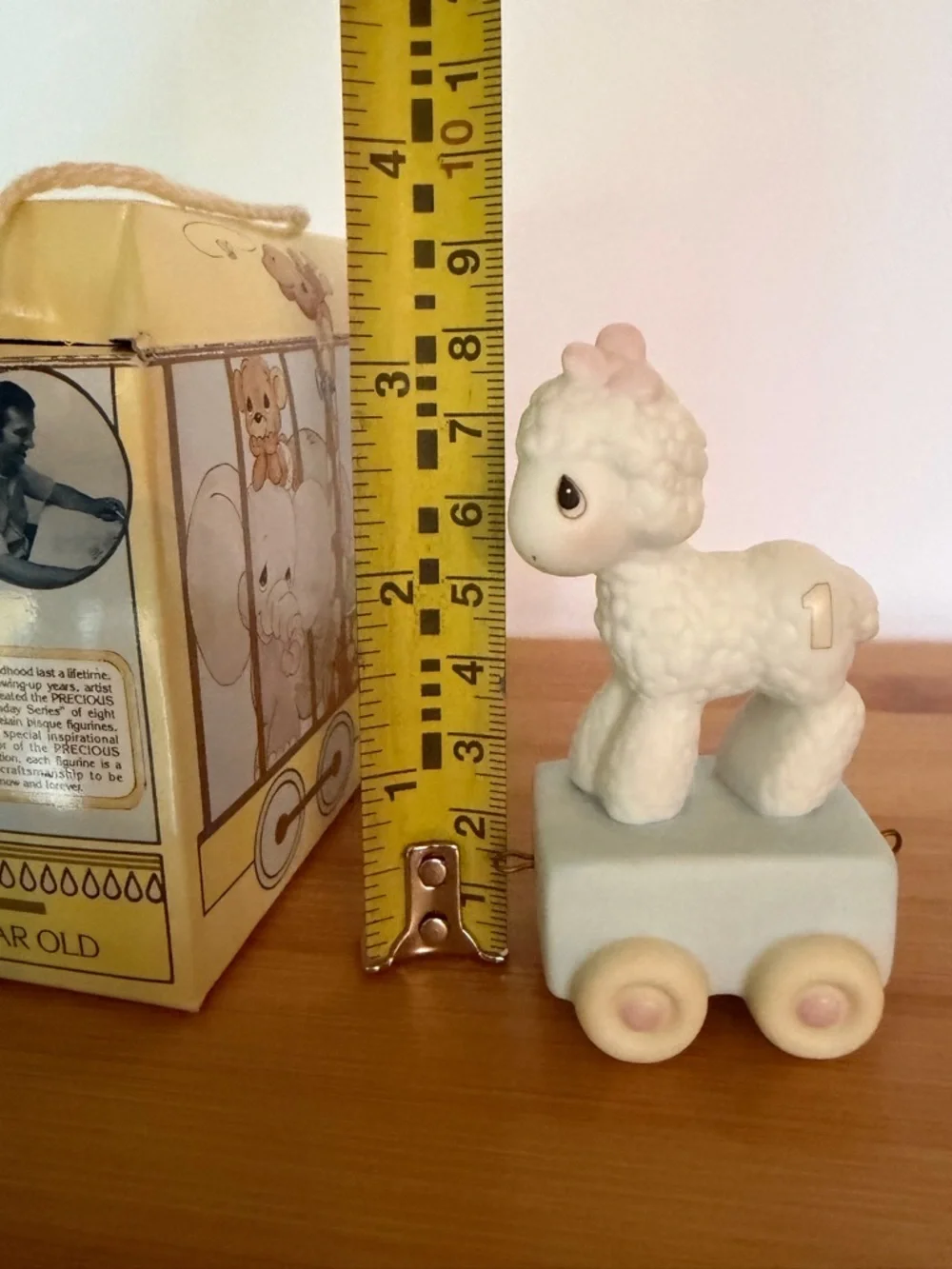 Enesco Precious Moments Happy Birthday Little Lamb Age 1 Train Figurine. 1985